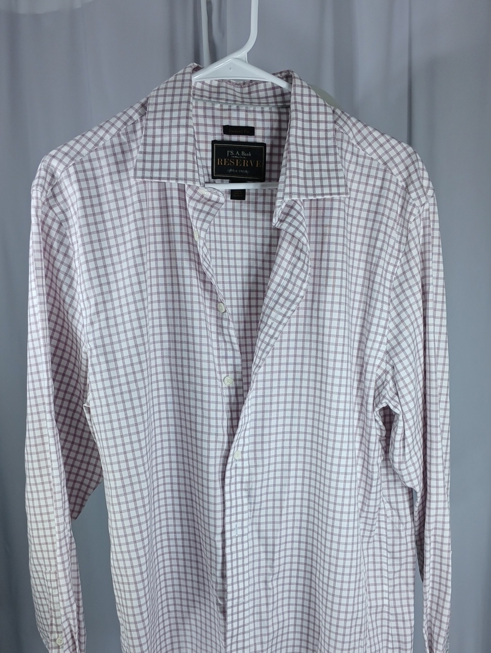 Jos. A. Bank Men's Light Purple and White Check cotton Dress Shirt